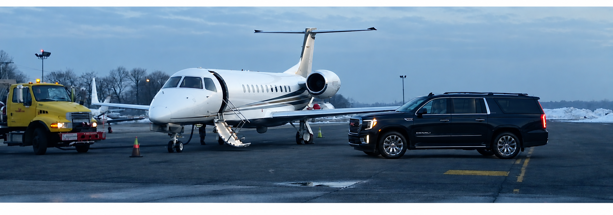 プライベートジェットとGMC Yukon Denali XLによるニューヨークFBO送迎